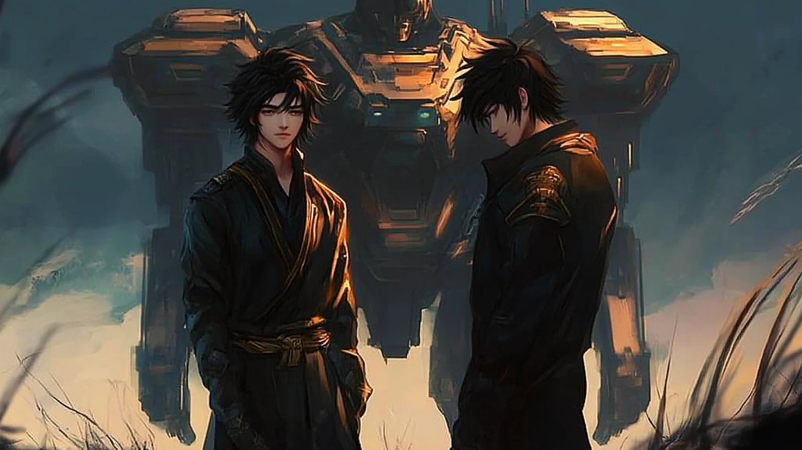 Across worlds · narrative composition · Sanjiesan concept artwork