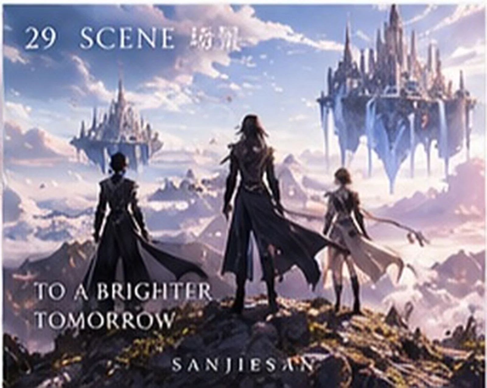 Across worlds · narrative composition · Sanjiesan concept artwork