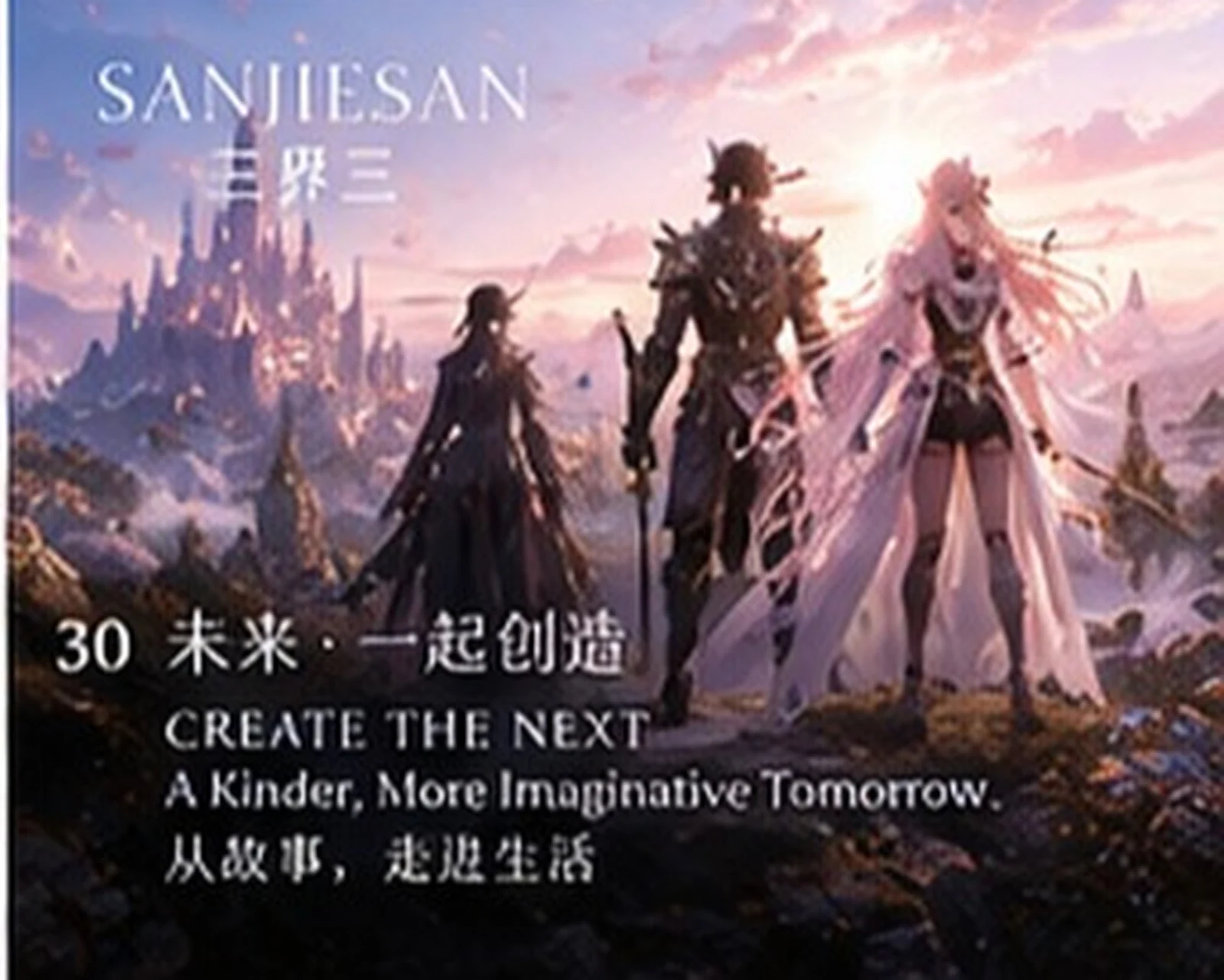 Across worlds · narrative composition · Sanjiesan concept artwork